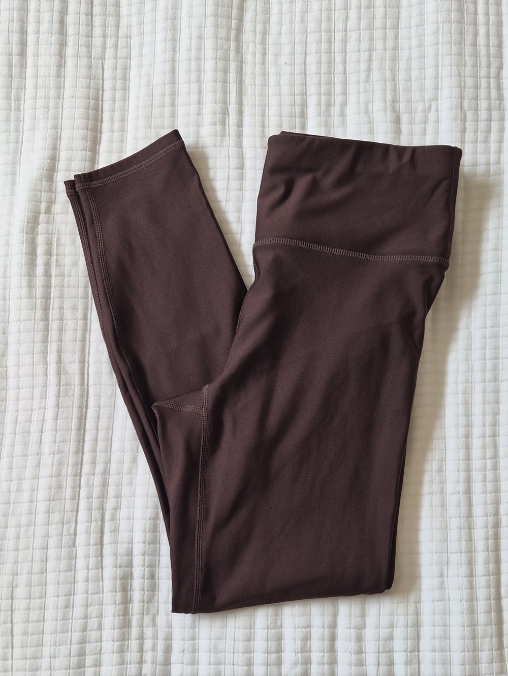 Fabletics High-Waist Athletic Leggings in Deep Chocolate Brown